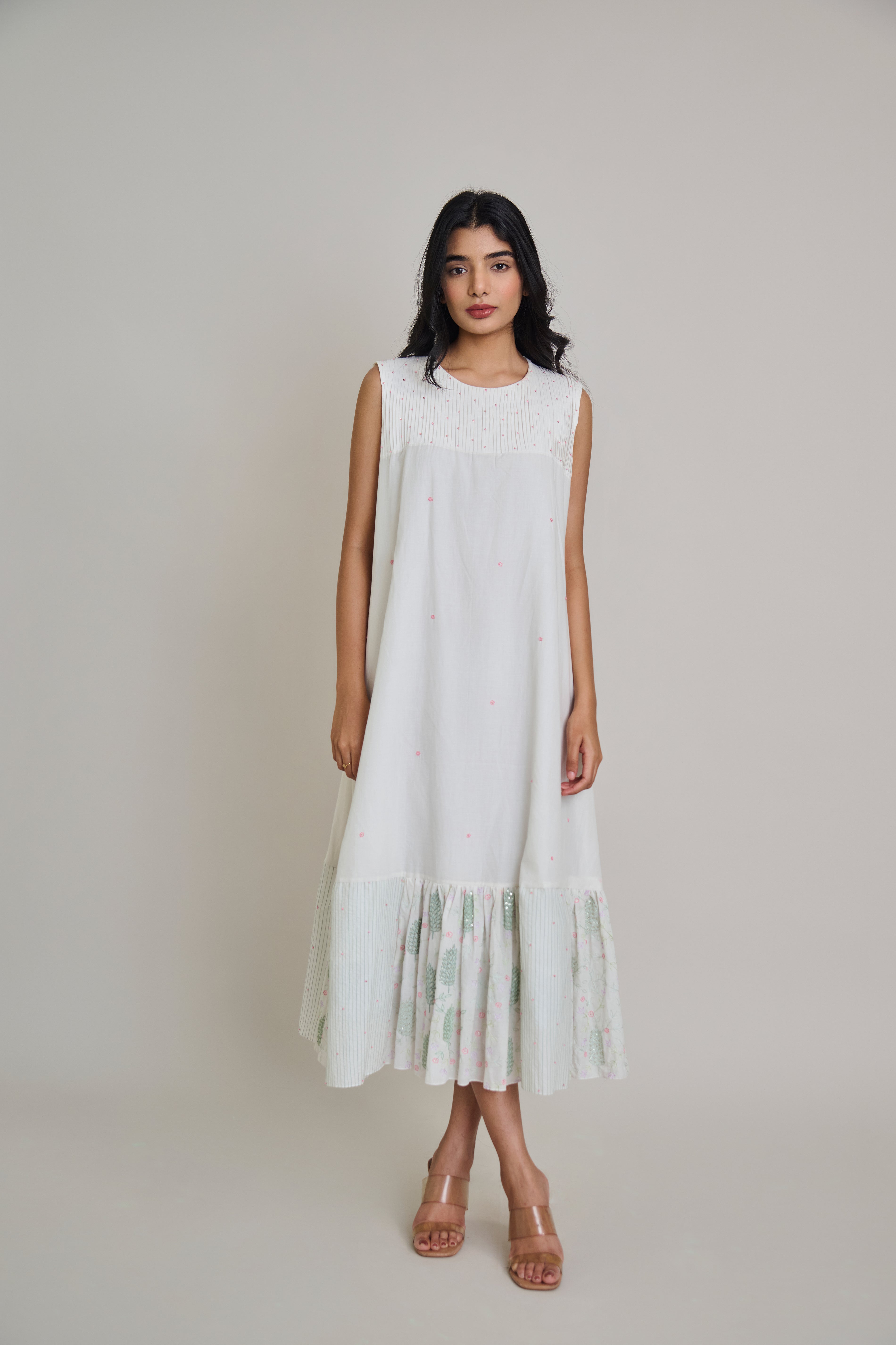 Ivory Christmas Dress for Women | Pastel Designer Wear