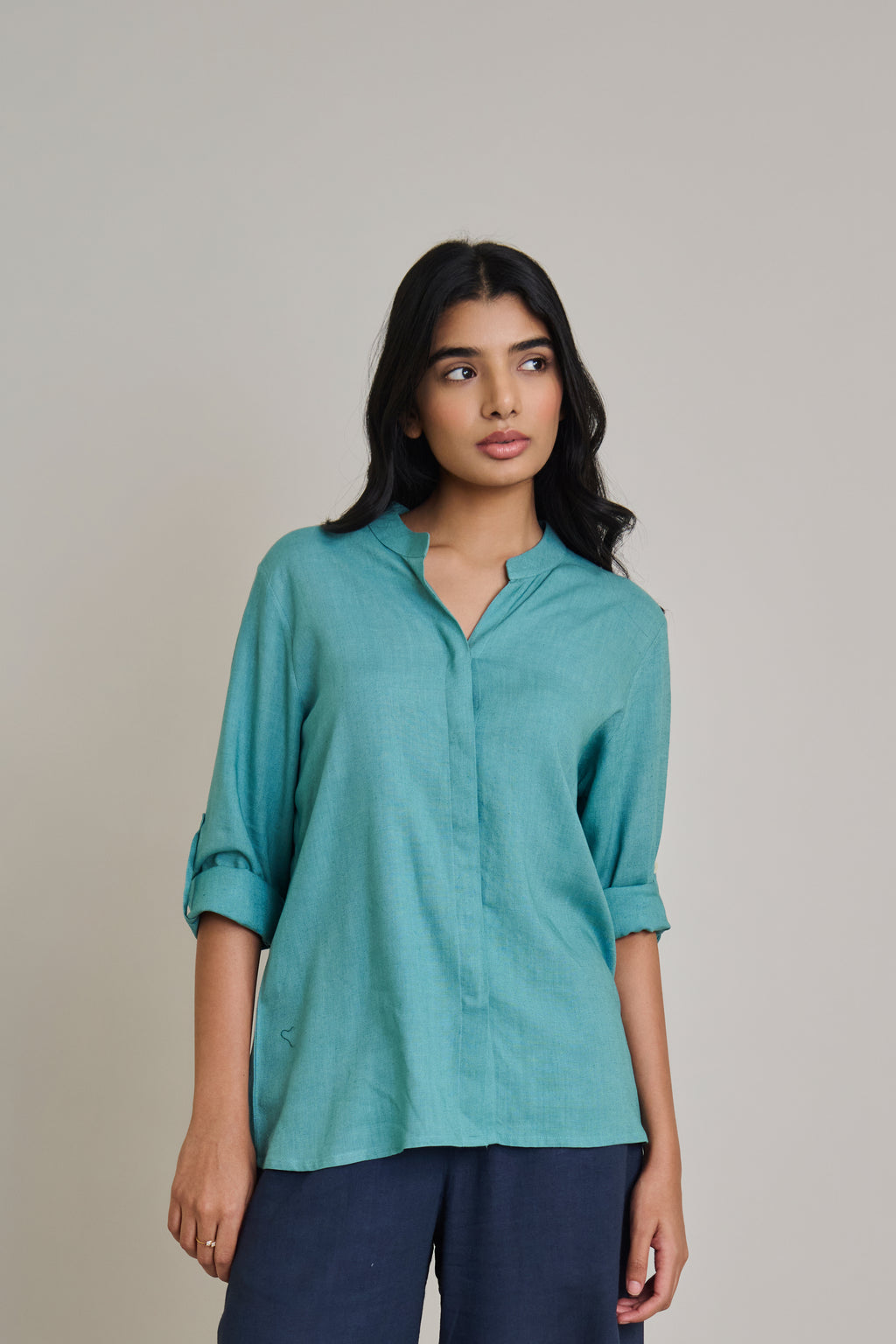 Sky Teal Plain Shirt