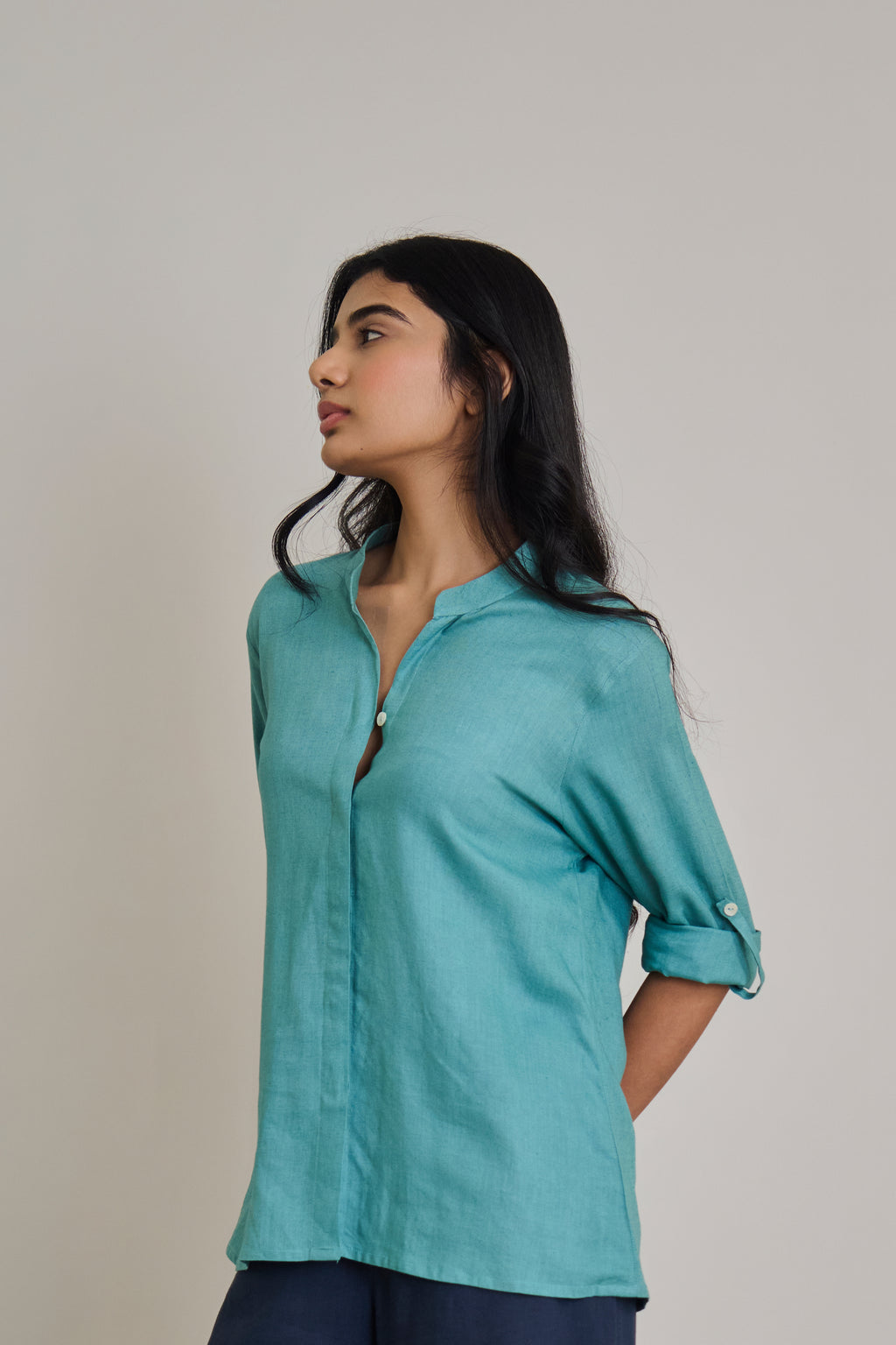 Sky Teal Plain Shirt