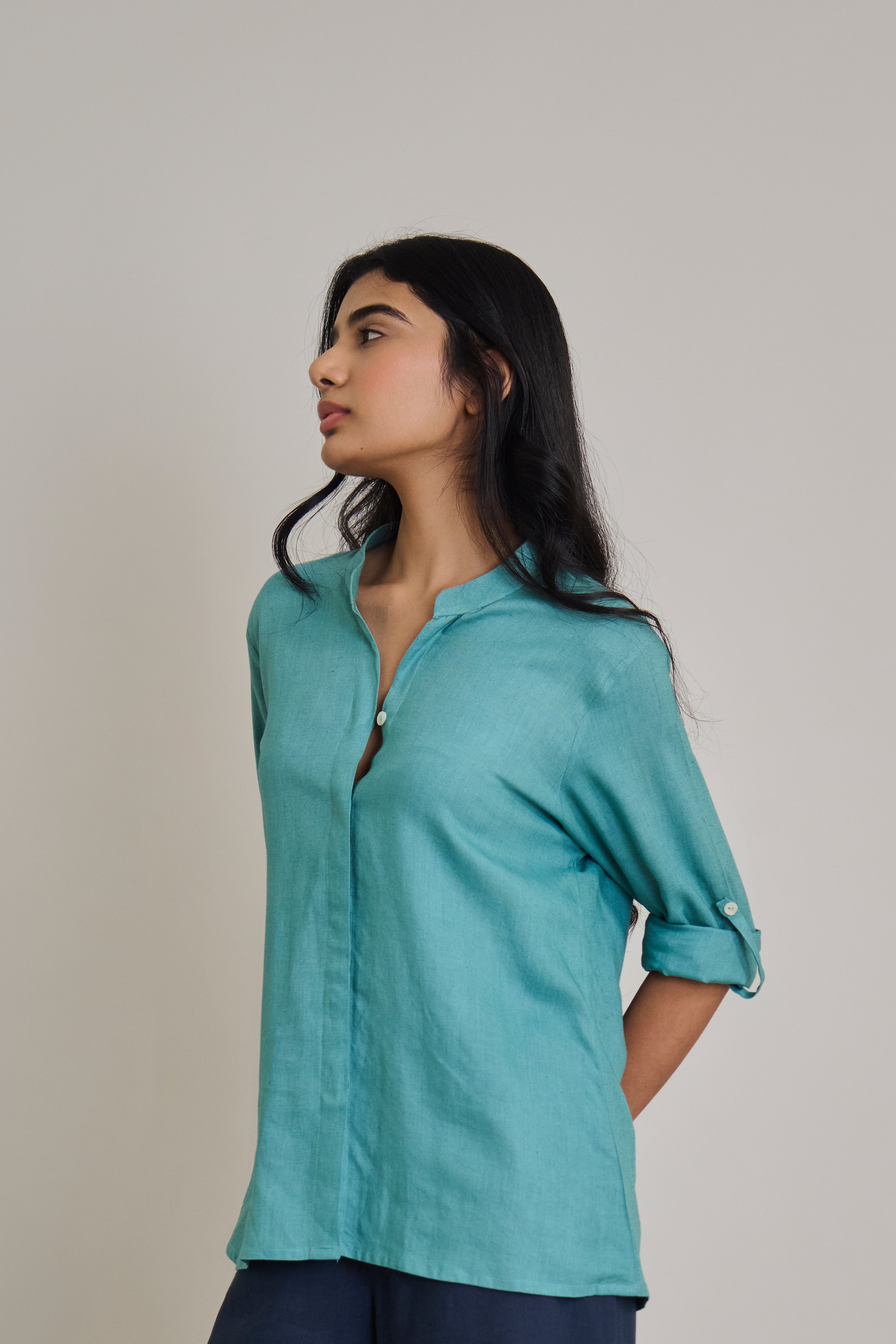 Sky Teal Plain Shirt